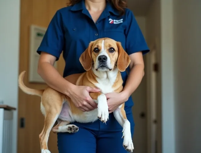 Technician respectfully transporting a deceased dog in Geelong